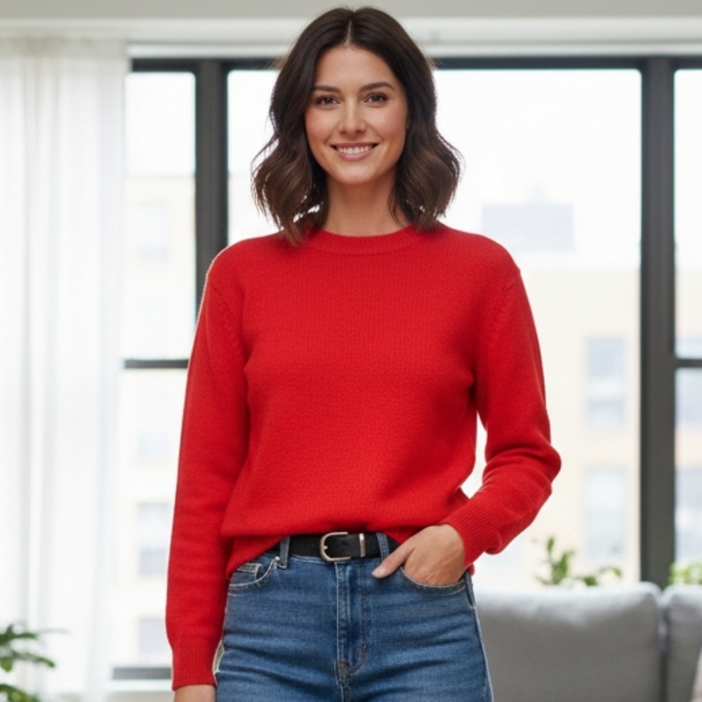 Aritzia Essential Cashmere Relaxed Crew Sweater Red Size 2XS